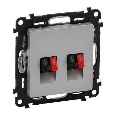 Розетка акустическая двойная с пружинными зажимами 4 мм2 Legrand Valena Life алюминий