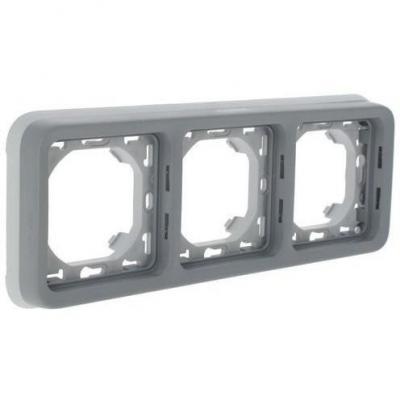 Рамка горизонтальная с суппортом 3 поста Legrand Plexo IP55 серый