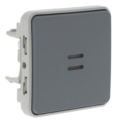 Переключатель одноклавишный с подсветкой Legrand Plexo IP55 серый