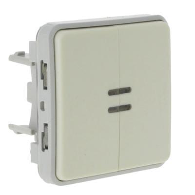 Переключатель двухклавишный с подсветкой Legrand Plexo IP55 белый