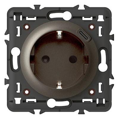 Розетка комбинированная с заземлением и встроенным зарядным устройством USB type C Legrand Celiane графит