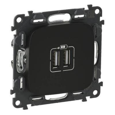 Зарядное устройство с двумя USB type A разъемами Legrand Valena Allure черный