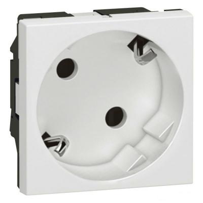 Механизм розетки с заземлением и защитными шторками немецкий стандарт безвинтовые зажимы под углом 45° 2 модуля Legrand Mosaic белый