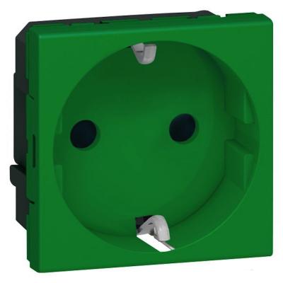Механизм розетки с заземлением и защитными шторками немецкий стандарт безвинтовые зажимы антибиктериальная 2 модуля Legrand Mosaic зеленый