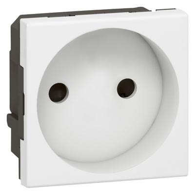 Механизм розетки без заземления и с защитными шторками безвинтовые зажимы 2 модуля Legrand Mosaic белый