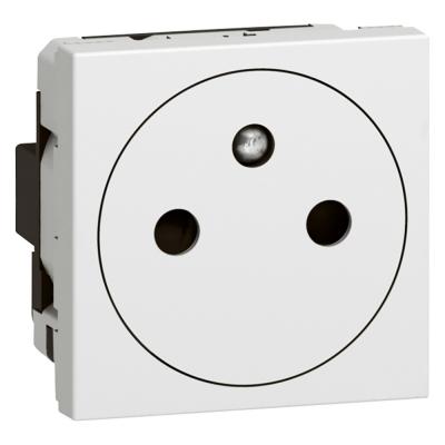 Механизм розетки с утапливаемой лицевой панелью с заземлением и защитными шторками французский стандарт безвинтовые зажимы 2 модуля антибактериальная Legrand Mosaic белый