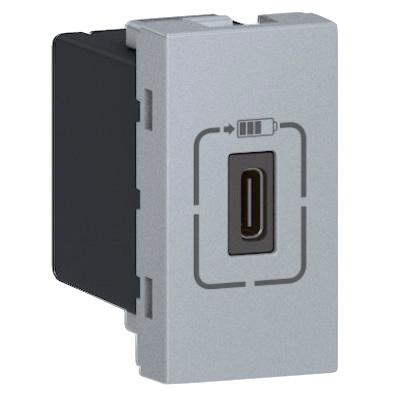 Механизм зарядного устройства с  USB type C разъемом 1.5А 7.5Вт 1 модуль Legrand Mosaic алюминий