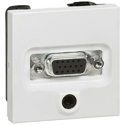 Механизм розетки HD15 + 3.5 мм 2 модуля Legrand Mosaic белый