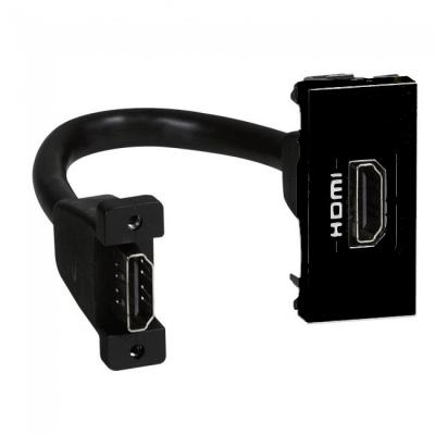 Механизм розетки HDMI + шнур 15 см 1 модуль Legrand Mosaic черный