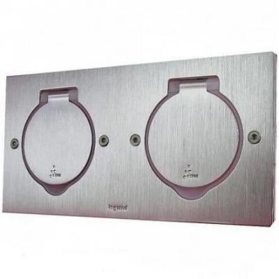 Встраиваемый розеточный блок прямоугольный Legrand DLP IP44 нержавеющая сталь