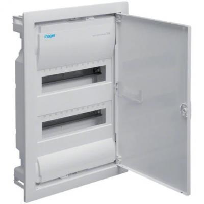 Встраиваемый пластиковый щит 24 (+4) модуля Hager Volta белые металлические двери