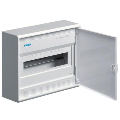 Накладной пластиковый щит 12 (+2) модулей Hager Volta белые металлические двери