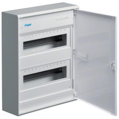 Накладной пластиковый щит 24 (+4) модуля Hager Volta белые металлические двери