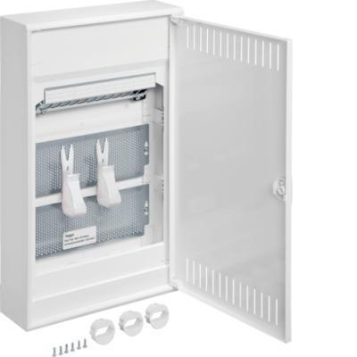 Накладной мультимедийный щит 3-рядный Hager Volta белые металлические двери