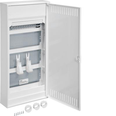 Накладной мультимедийный щит 4-рядный Hager Volta белые металлические двери