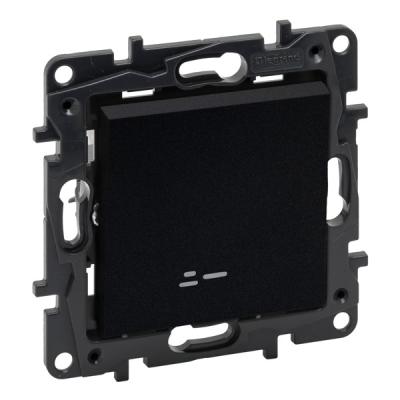 Выключатель одноклавишный с подсветкой Legrand Niloe Step черный