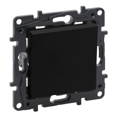 Выключатель одноклавишный без фиксации (кнопка)  Legrand Niloe Step черный