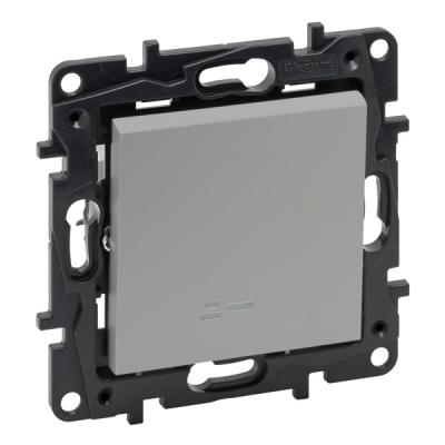 Переключатель одноклавишный с подсветкой Legrand Niloe Step алюминий