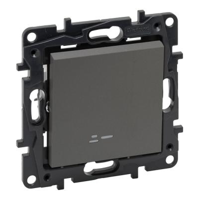 Переключатель одноклавишный с подсветкой Legrand Niloe Step сталь