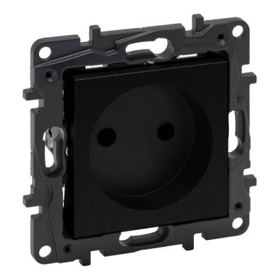 Розетка без заземления с защитными шторками винтовые зажимы Legrand Niloe Step черный