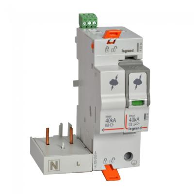 Устройство защиты от импульсных перенапряжений стыкуемое с автоматическим выключателем Legrand 1P+N T2 I макс. 40 кA/полюс