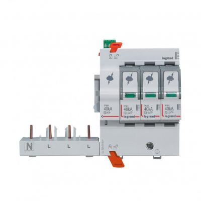 Устройство защиты от импульсных перенапряжений стыкуемое с автоматическим выключателем Legrand 3P+N T2 I макс. 40 кA/полюс