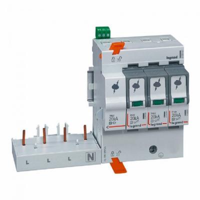 Устройство защиты от импульсных перенапряжений стыкуемое с автоматическим выключателем Legrand 3P+N T2 I макс. 20 кA/полюс