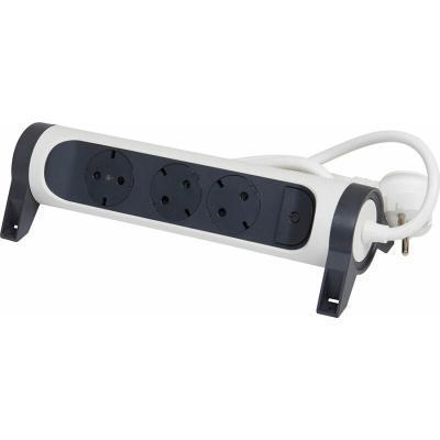 Удлинитель поворотный с 3 розетками с заземлением 16 А с кабелем 1,5 м Legrand ПРЕМИУМ Белый/Черный