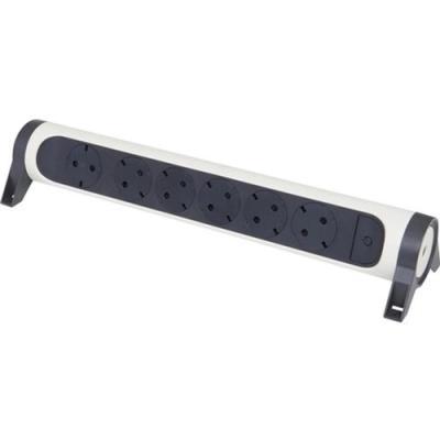 Удлинитель поворотный с 6 розетками с заземлением 16 А без кабеля Legrand ПРЕМИУМ Белый/Черный