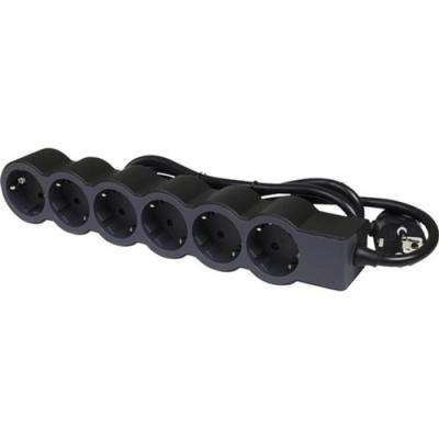 Удлинитель с 6 розетками с заземлением 16 А с кабелем 1,5 м Legrand СТАНДАРТ Черный