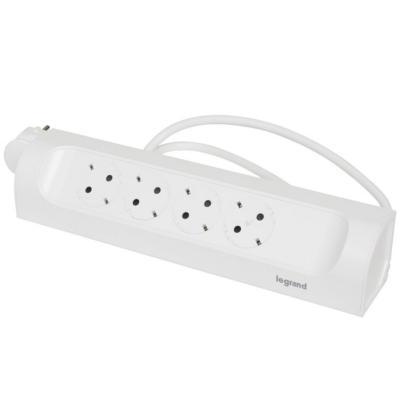 Удлинитель угловой с 4 розетками с заземлением 16 А с кабелем 1 м Legrand Белый