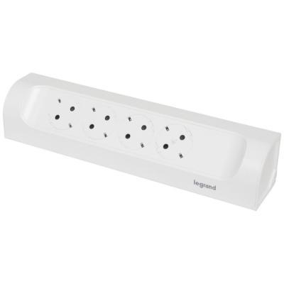 Удлинитель угловой с 4 розетками с заземлением 16 А без кабеля Legrand Белый