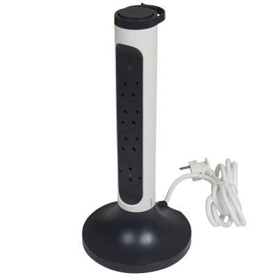 Удлинитель СТОЙКА с 4 розетками с заземлением 16 А и УЗИП с кабелем 2 м Legrand Белый/Черный