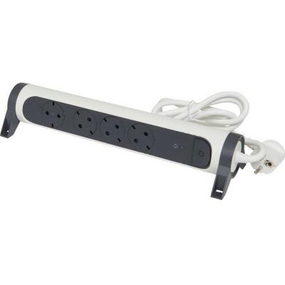 Удлинитель поворотный с 4 розетками с заземлением 16 А и УЗИП с кабелем 1,5 м Legrand ПРЕМИУМ Белый/Черный