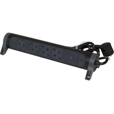 Удлинитель поворотный с 4 розетками с заземлением 16 А и УЗИП с кабелем 1,5 м Legrand ПРЕМИУМ Черный