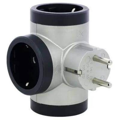 Многорозеточный блок с 3 розетками с заземлением 16 А Legrand ПРЕМИУМ Алюминий/Черный