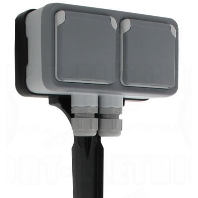 Переносной розеточный блок с 2 розетками с заземлением французского стандарта Legrand Plexo IP55 серый