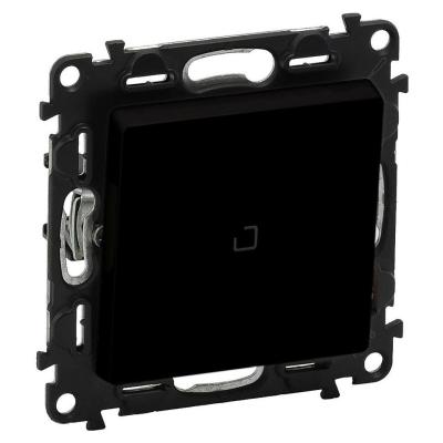 Переключатель одноклавишный без фиксации (кнопка) с подсветкой Legrand Valena Life черный матовый