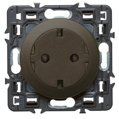 Розетка с заземлением и защитными шторками с плоской лицевой панелью безвинтовые зажимы Legrand Celiane графит
