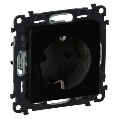 Розетка с заземлением безвинтовые зажимы Legrand Valena Life черный матовый