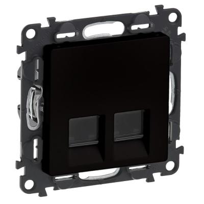 Розетка информационная двойная RJ45 Кат. 5e Legrand Valena Life черный матовый